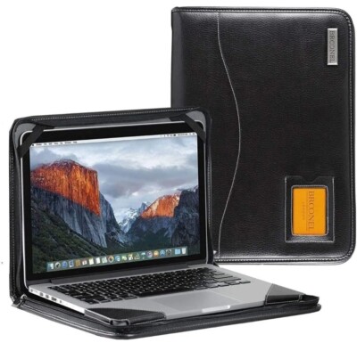 Broonel Contour Series Black Leather Heavy Duty Zipped Case Laptop 16-17'' NEW