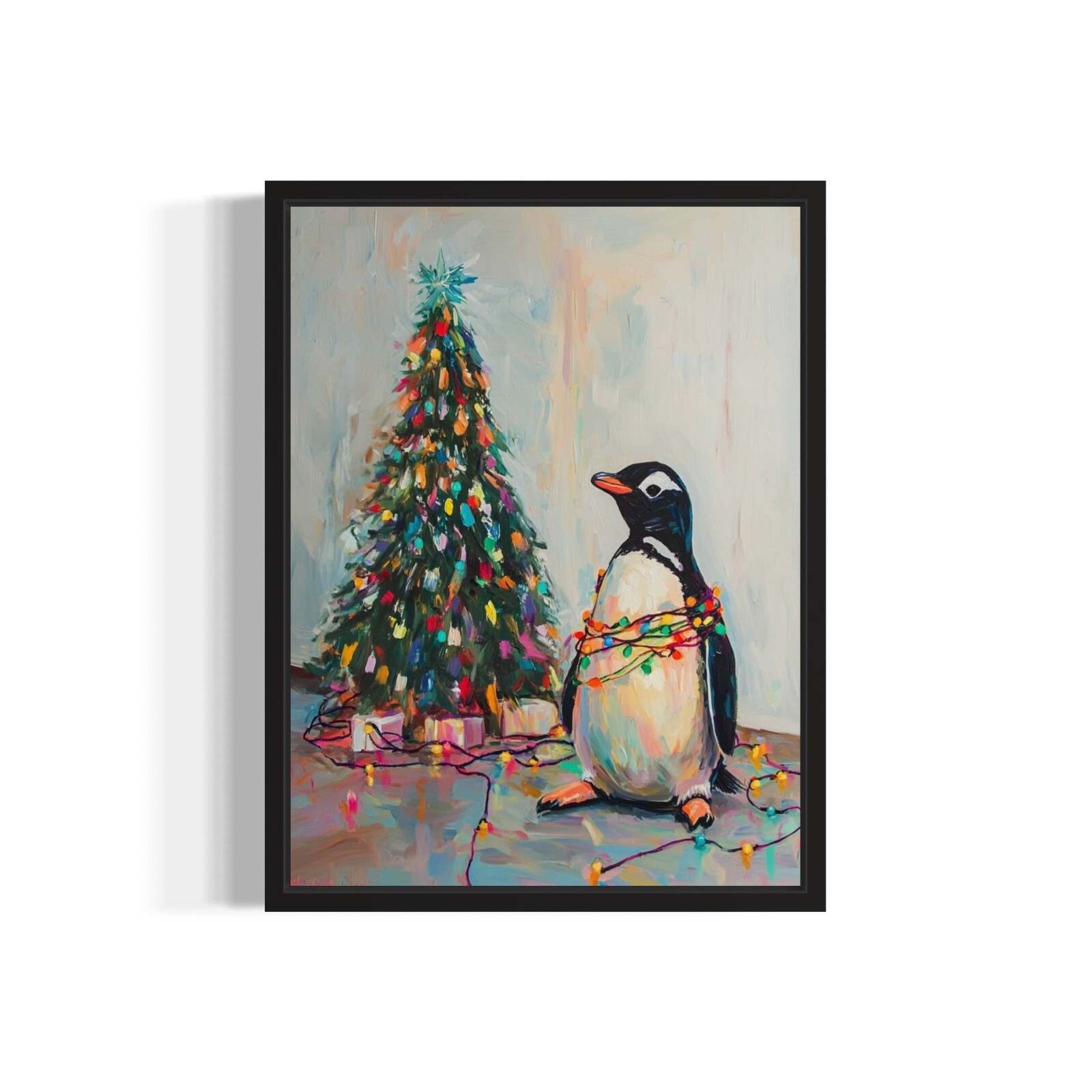 Penguin Christmas Art Print Poster City Wall Art Painting Artwork