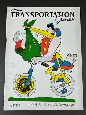 Disney WW2 Mr. Stork Dumbo Art Cover Army Transportation Journal Magazine 1945