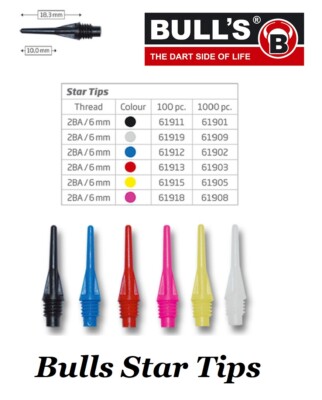 Dart Bulls Star Tips Softdart Spitzen Kurz 2ba Points - Farbe / Stück wählbar -