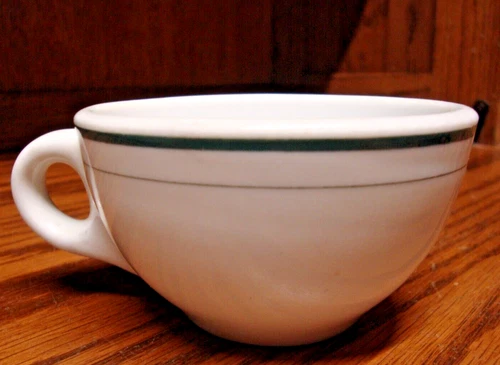 Syracuse China S-9 Cafe Diner Restaurant-Ware Green Stripe Coffee Mug Cup E29