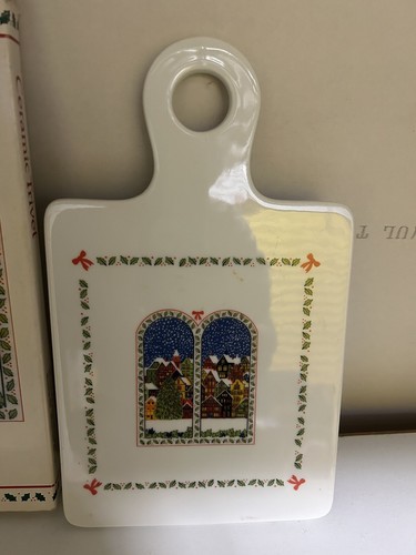 Christmas Tree Ceramic Trivet Cutting Board Vintage Hanging Decor 6 x 12" Japan - Picture 3 of 9