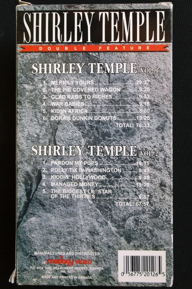 Shirley Temple - Double Feature The Biggest Lil' Star in Hollywood VHS  - Image 2 of 2