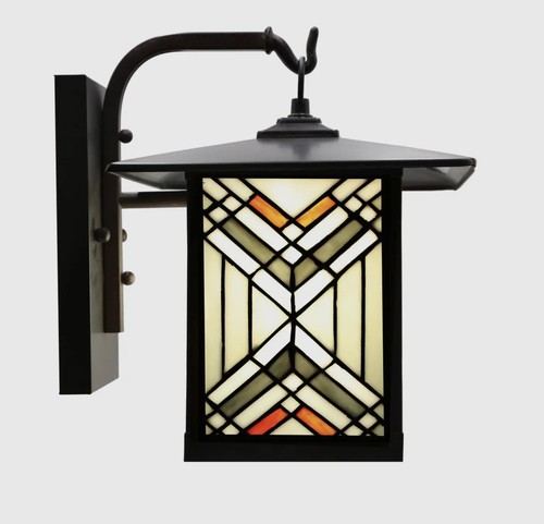 11.75"H Rowen Grey Stained GlassOutdoor Light Fixture - Picture 3 of 9