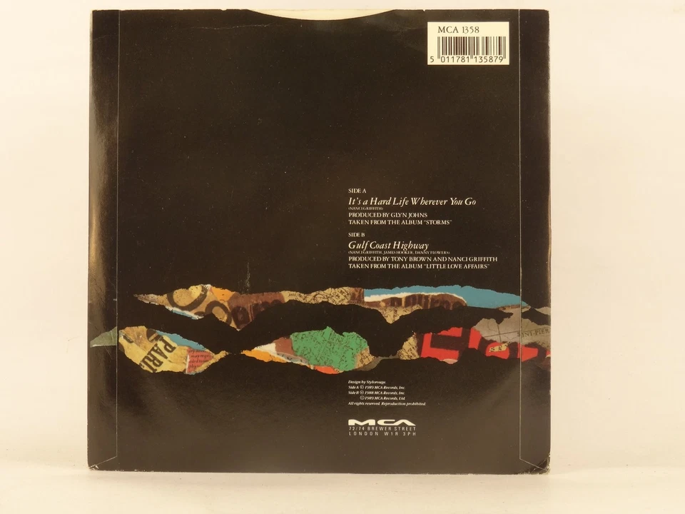 NANCI GRIFFITH IT'S A HARD LIFE WHEREVER YOU GO (96) 2 Track 7" Single including - Image 2 of 4