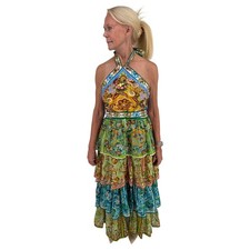 ALÉMAIS Dreamer Tiered Halter Maxi Dress Multi Paisley Linen Pristine