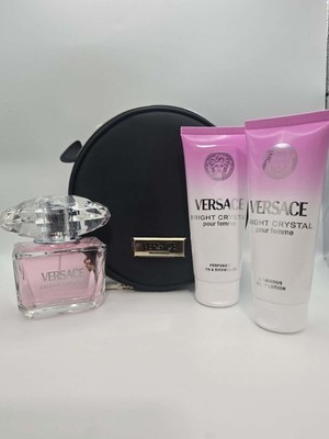 Versace Bright Crystal Gift Set 3.4 fl oz Perfume, Lotion, Shower Gel
