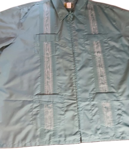 Haband Guayabera Cuban Mexican Full Zip 4 Pocket Embroidered Shirt Beach Club 3X - Picture 2 of 13