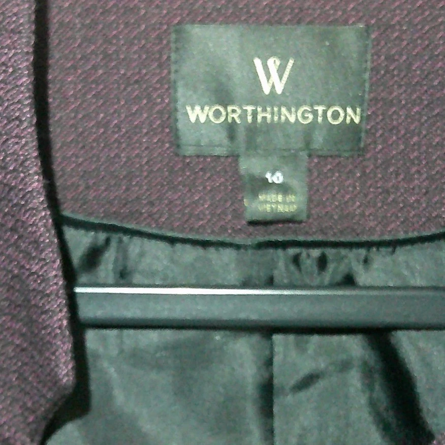 Worthington Womens Suit Set Blazer Pants Burgundy Textured Size 10 - Image 2 of 4