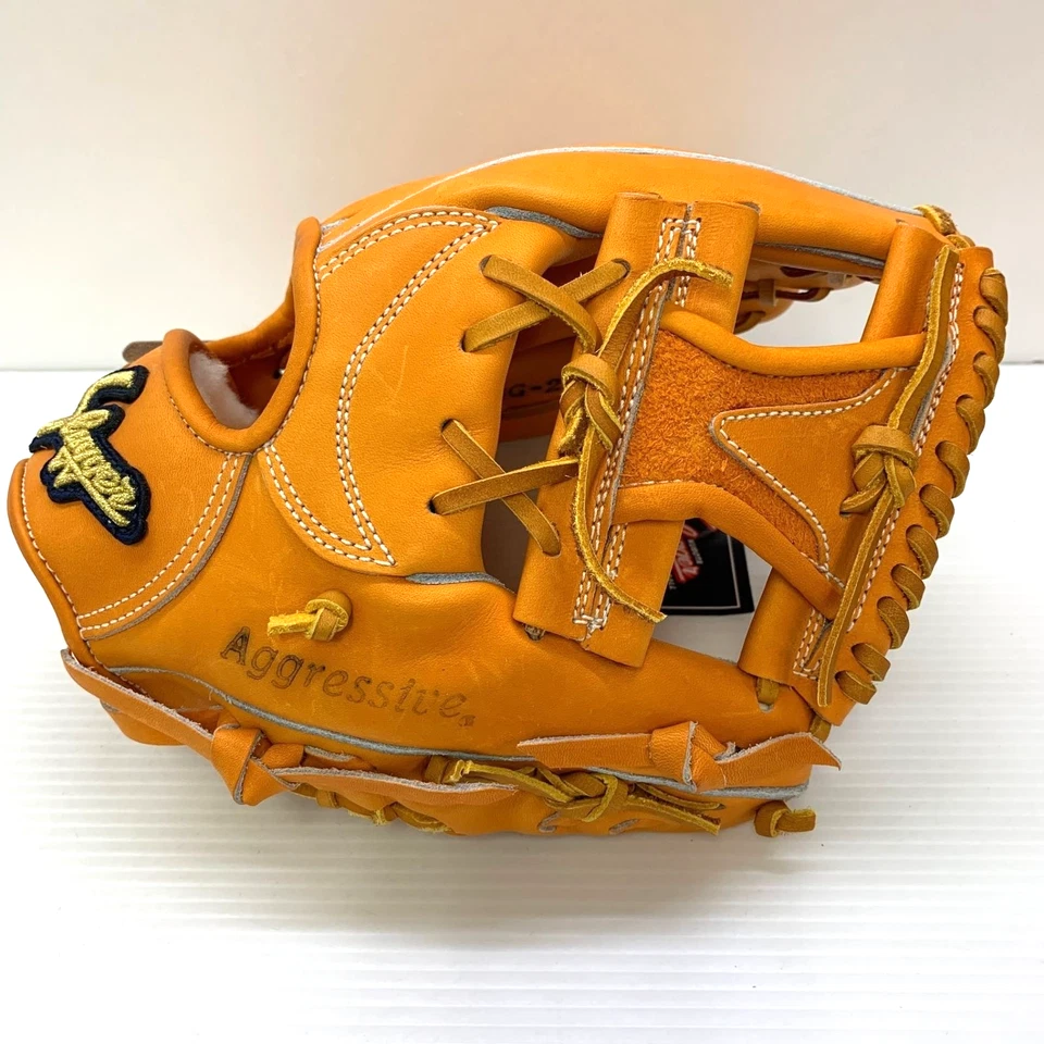 Guante de campo Kubota Slugger KSG-21PS DERECHO LH naranja/bronceado cuero de dirección Japón Foto 2 de 4