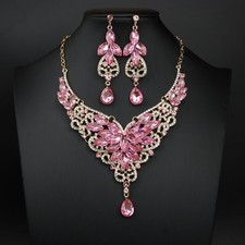 Jewelry Sets Fashion Women Crystal Accessory Drop Dangle Earrings Necklace Choke