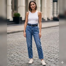 Vervet Jeans Women 26 Paperbag Waist Straight Leg High Rise Seam Front V2492