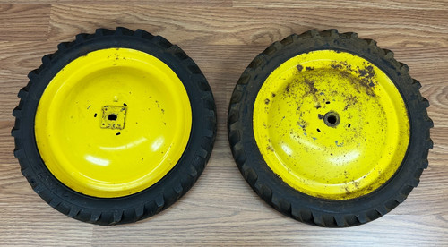 Vintage OEM Ertl Pedal Tractor Rear Wheel 12 x 1.75 Set John Deere Yellow
