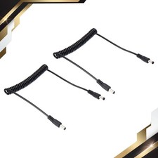 2Pcs 4.6Ft 5.5mm x 2.1mm Male to Male DC Power Cable Wire Coiled Extension Cable