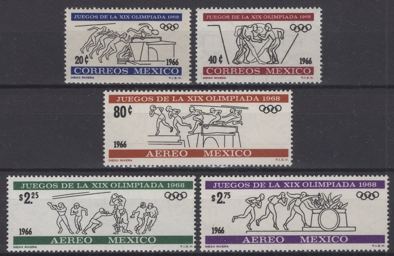 Mexico 1966. 19th Olympic Games, Mexico City. Scott # 974-975, C318-C320. MNH VF