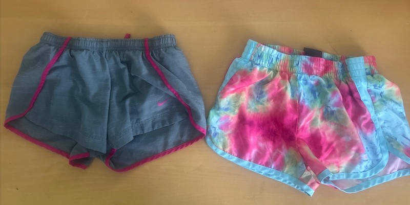 Girls S Nike and Champion Waistband Athletic Shorts Lot Gray, Pink & Tie Dye