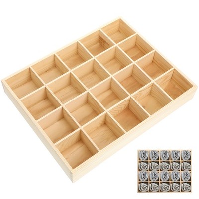 20 Compartments Underwear Storage Box Pine Wooden Socks Organizer Case