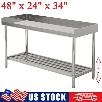 48''x24'' Stainless Steel Work & Prep Table with Backsplash for Commercial Kitchen