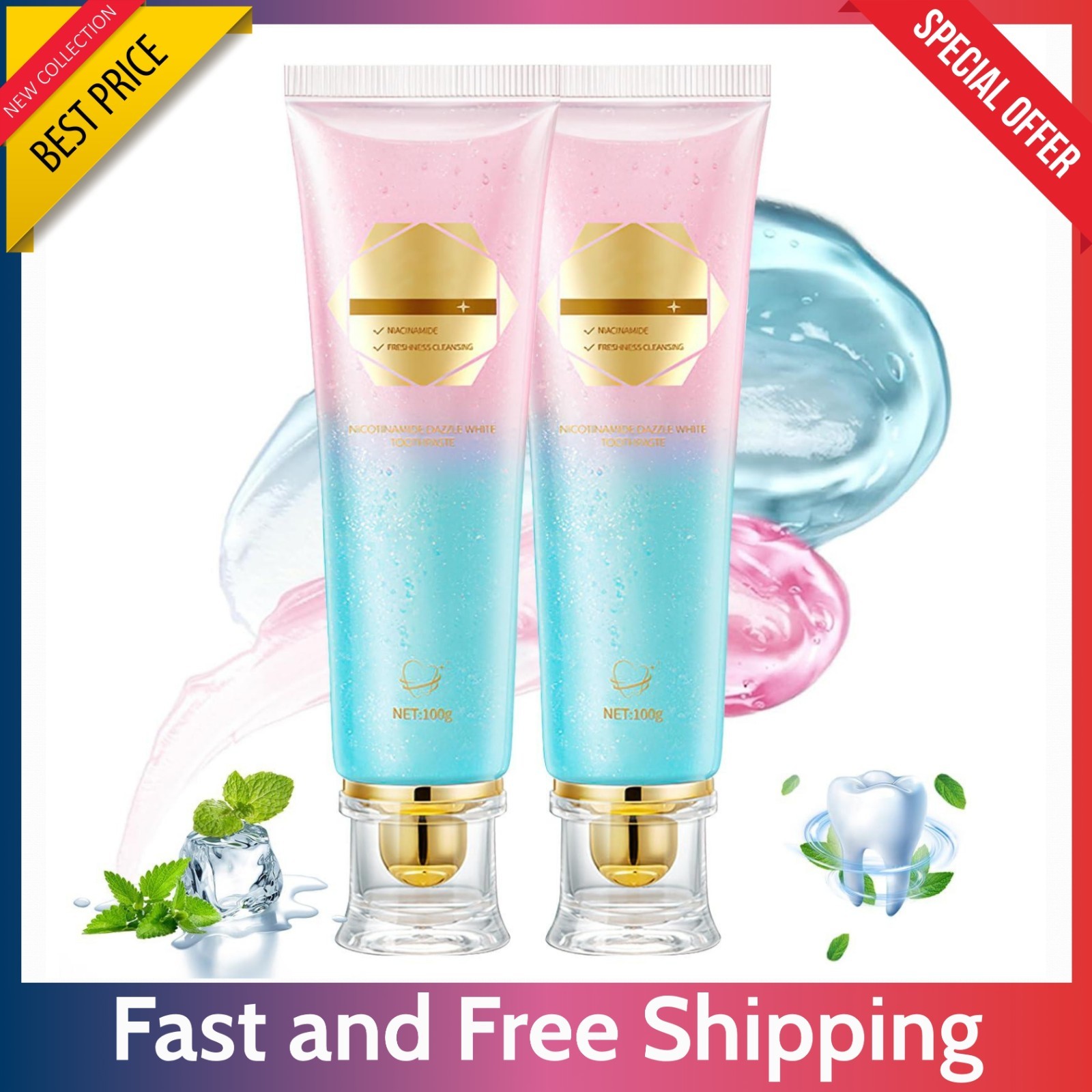 2Pcs Niacinamide Whitening Toothpaste – Deep Clean Oral Care for Radiant Smile..