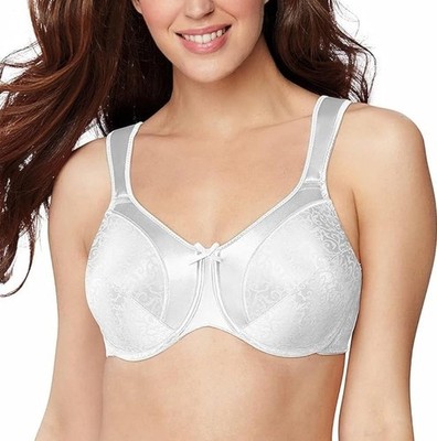 Bali White Satin Tracings Minimizer Underwire Bra 42C #3562 