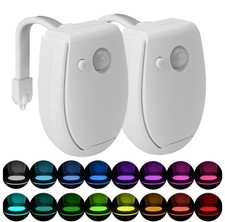 2X LED Toilet Bathroom Night Light PIR Motion Activated Seat Sensor 16 Colorurs