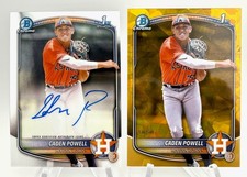 Caden Powell 2025 Bowman Chrome 2-card Lot Base auto , Sapphire /50