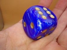 Chessex 30mm D6 Vortex Blue Gold Dice Jumbo XL Oversized D D RPG MTG Counter
