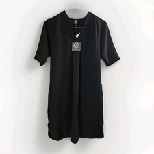 NWT BOBEAU Women’s Boho Black Shift Dress V Neck Flowy Pleat Front Size S Small