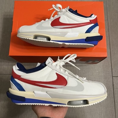 NEW Nike x Sacai Zoom Cortez SP Men s Size 9.5 White Red Blue Shoes DQ0581-100
