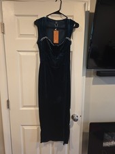 Dark Green Stretchy Velvet Shein Bodycon Sleeveless Dress - Size 6 M