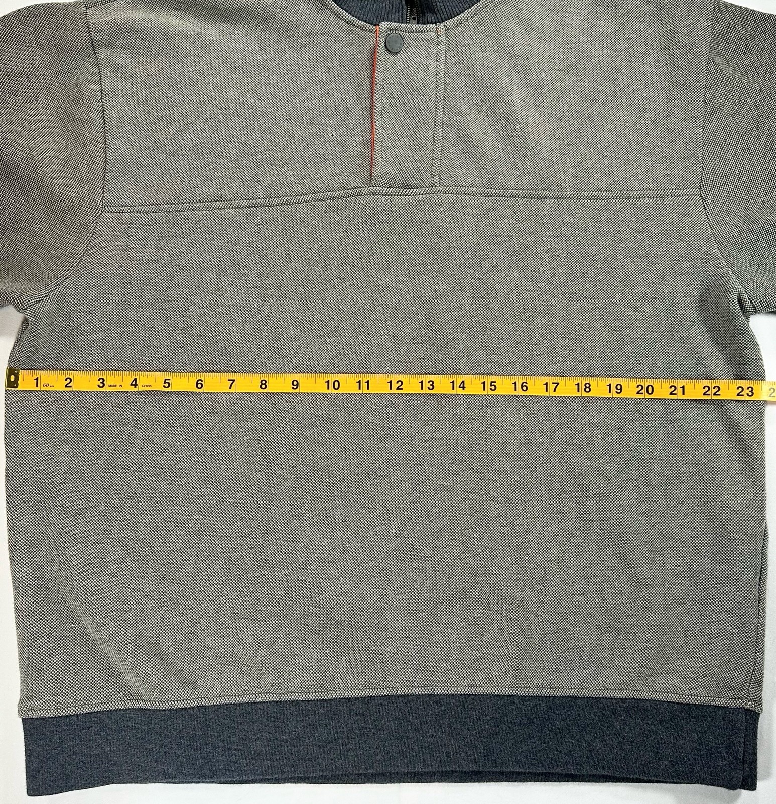 Orvis Large Gray Quarter Snap Pullover Orange Col… - image 4
