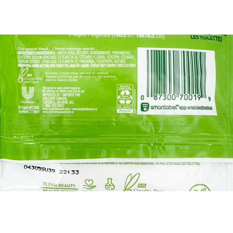 Toallitas faciales limpiadoras simples tipo para la piel desmaquillantes 7 unidades cada lote de 6 Foto 3 de 3