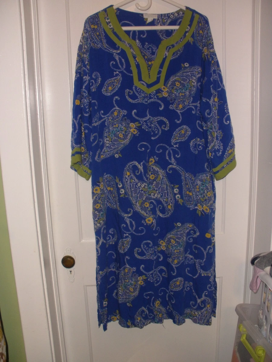 Casplusize Bohemian Dress Charter Club Women'sTie-Waist Maxi Dress Blue  Size X-Large Tie-waist Long Dress
