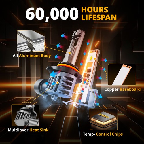 For Toyota Corolla 2005-2008 AUXBEAM 9005 9006 LED Headlight 9006 Fog Bulb 6500K - Picture 4 of 17