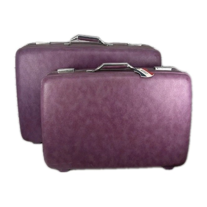 Vintage American Tourister Purple Hard Shell Luggage Suitcas