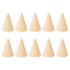 50x35mm Natural Wood Cone Ring Holder, 10 Pack Finger Jewelry Display Stand