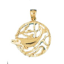 Dolphin Charm Pendant 14k Gold