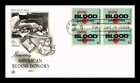 DR JIM STAMPS US COVER BLOOD DONORS SAVE LIVES FDC SCOTT 1425 BLOCK OF 4