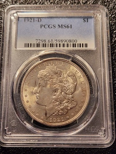 1921 D Morgan Dollar. PCGS Ms61.