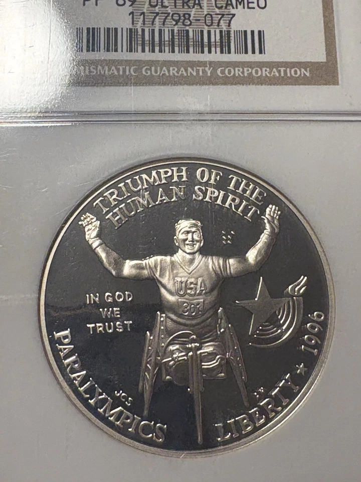 1996-P Paralympics Commemorative Silver Dollar PF69 UCAM NGC Brown Label *7423 - Image 4 of 4