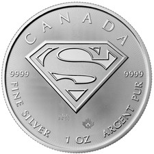 2016 Canada 1 Oz Silver .9999 $5 Dc Comics Superman Logo Bu - Free Capsule
