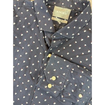 Bonobos Button Down Shirt Mens XL Navy Blue Slim Fit Micro Floral Long Sleeve