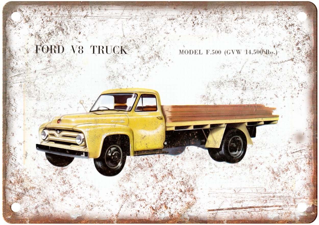 1955 Ford F500 Vintage Automobile Advertising Retro Look Metal Sign AN2759