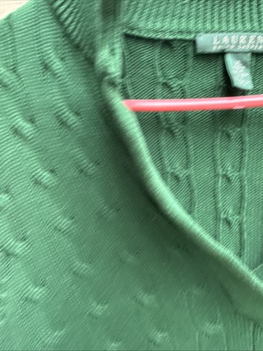 Maglione Lauren Ralph Lauren 100% cotone maglia a V profonda verde foresta taglia XL - Foto 2 di 13