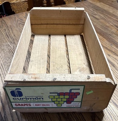 Exportadora Curimon Grapes Wooden Crate. 20x12x6