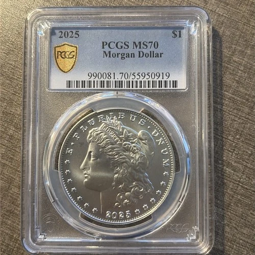 2025 SILVER MORGAN DOLLAR PCGS MS70 GOLD SHIELD
