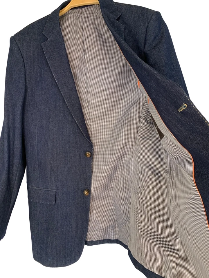 Mens Vitarelli 3-Piece Denim Suit 38L Jacket 32L Pants Blue RHH10573 EUC Italy - Image 3 of 4