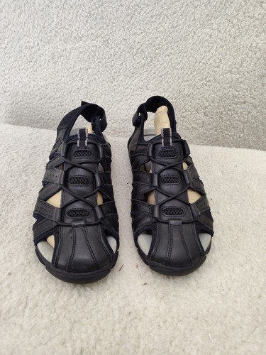 Geox Respira Hombres Sandalias 6.5 Cuero Negro Pescador Exterior Zapatos Confort - Imagen 2 de 18