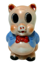 VINTAGE PORKY PIG HAND PAINTED CERAMIC POTTERY FIGURINE MONEY BOX PIGGY BANK