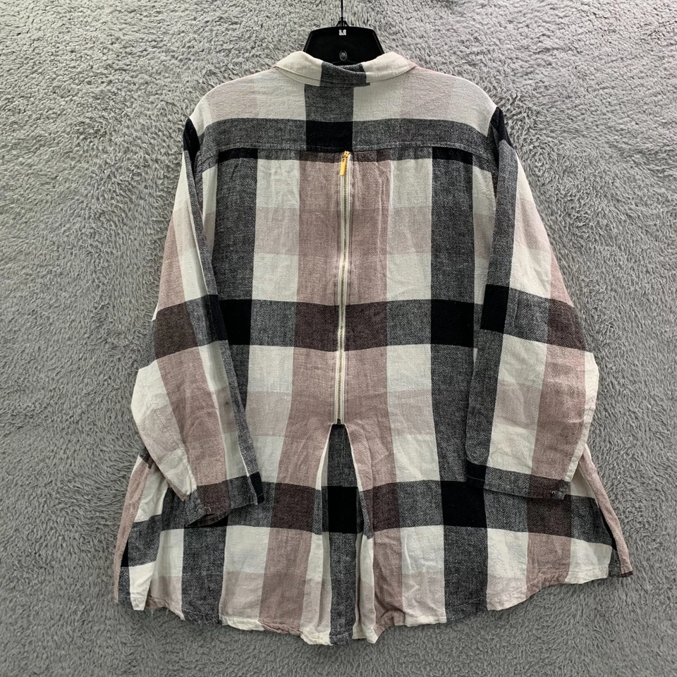 МЯГКОЕ окружение рубашка женщин 3 X блузка на пуговицах верхний клетку черный белый - Изображение 2 из 4